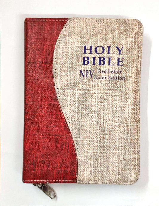 NIV Compact Bible – Red Letter Edition: Red/Gray Color Zip Type With Thumb Index