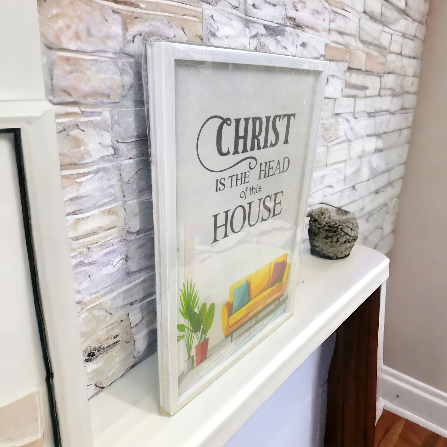 Premium English Bible Verses Photo Frame | Hanging Frame | High Quality | Best Gift For Home Decor | Christ is the Head of the House | 13 inch × 19 inch