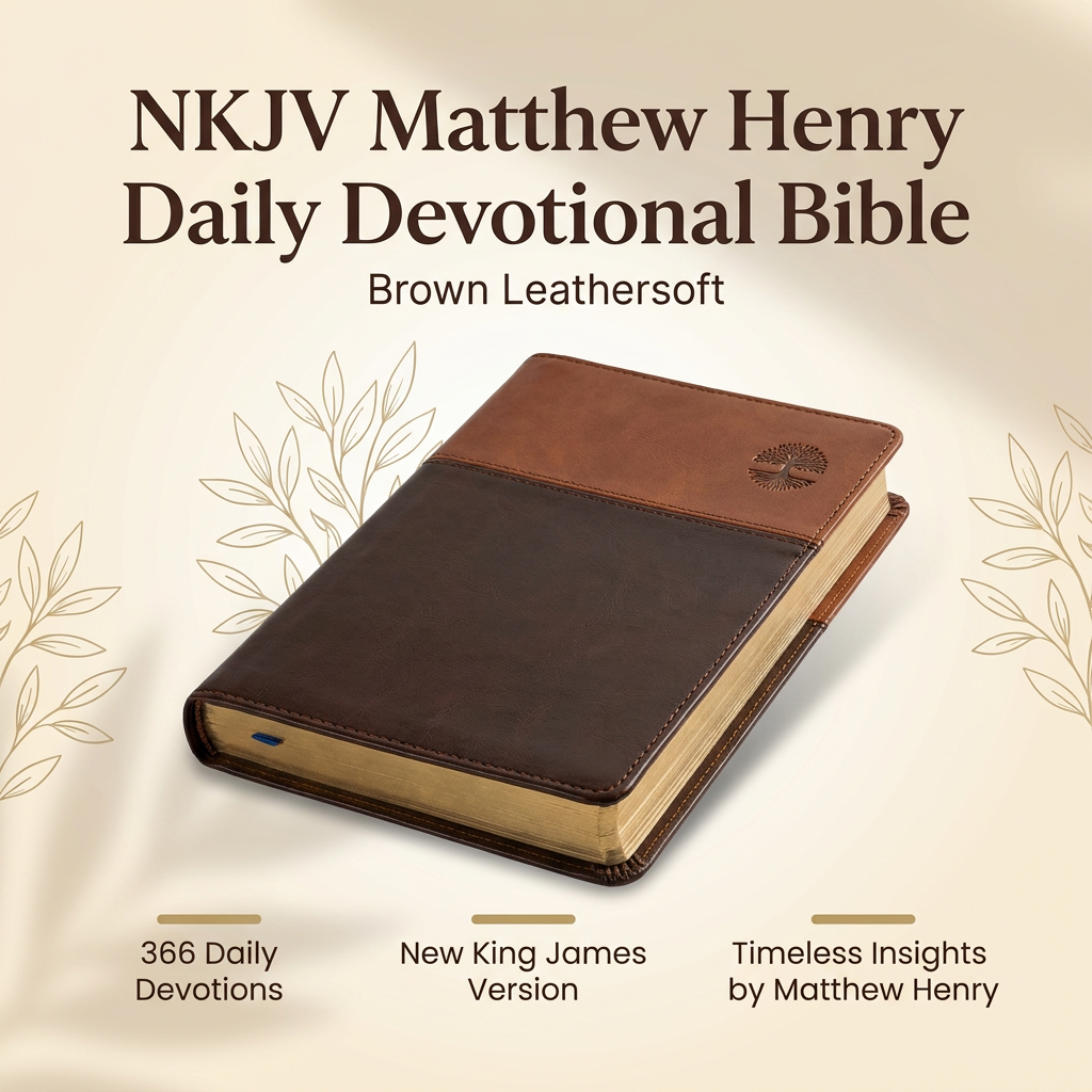 NKJV Matthew Henry Daily Devotional Bible - Brown Leathersoft (New King James Version)