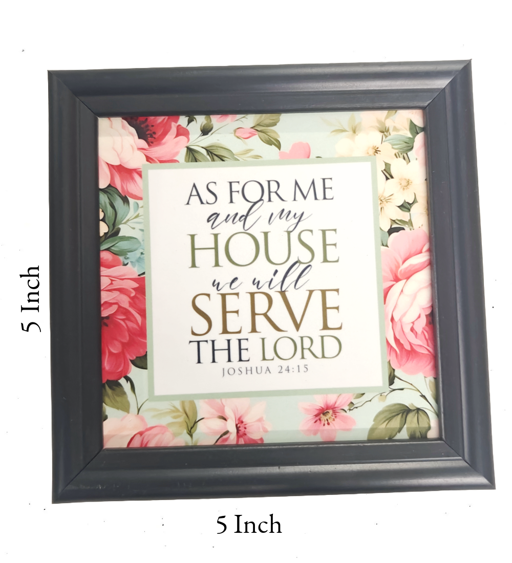Handcrafted English Bible Verse Frame Board - 5x5 Inch Inspirational Christian Art | Customizable Scripture for Home, Office & Gifting