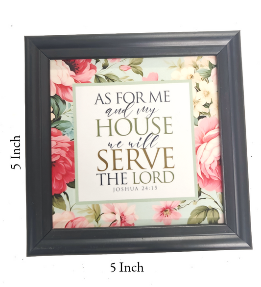 Handcrafted English Bible Verse Frame Board - 5x5 Inch Inspirational Christian Art | Customizable Scripture for Home, Office & Gifting
