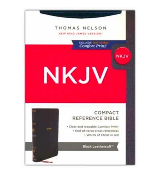 NKJV, Deluxe Thinline Reference Bible | Black Leathersoft | Red Letter Comfort Print | Holy Bible New King James Version
