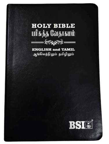 Tamil-English Parallel Bible (Large Print, China Edition) - BSI Black Leather Bound with Silver Edges (ISBN: 9789393511881)