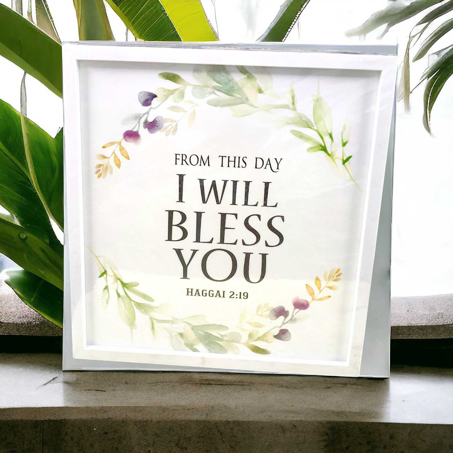 High Quality | Premium English Bible Verses Photo Frame | Hanging Frame | Best Gift For Home Decor | ( Haggai 2:19 )