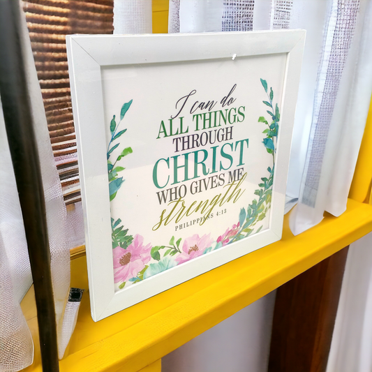 High Quality | Premium English Bible Verses Photo Frame | Hanging Frame | Best Gift For Home Decor | ( Philippians 4:13 )