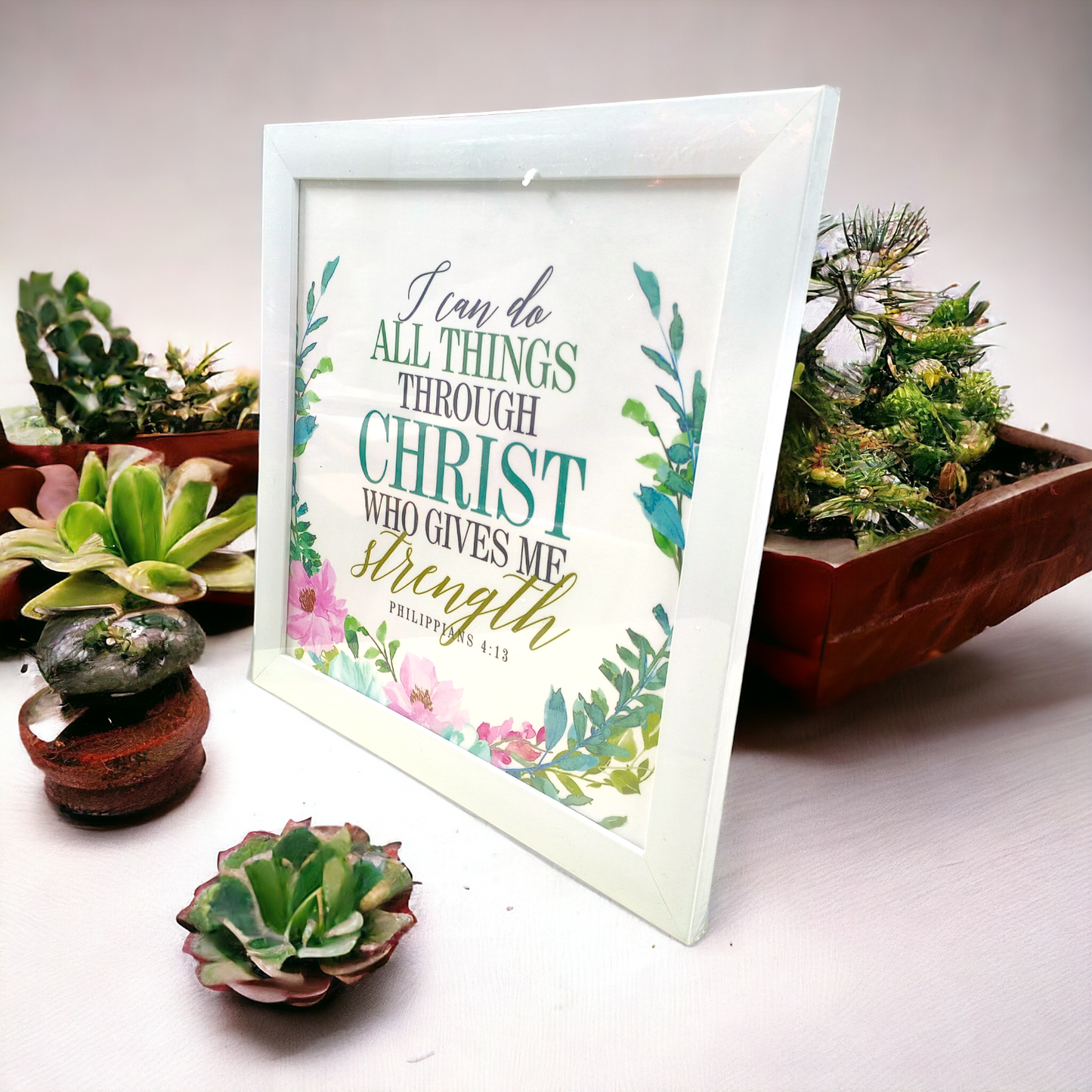 High Quality | Premium English Bible Verses Photo Frame | Hanging Frame | Best Gift For Home Decor | ( Philippians 4:13 )