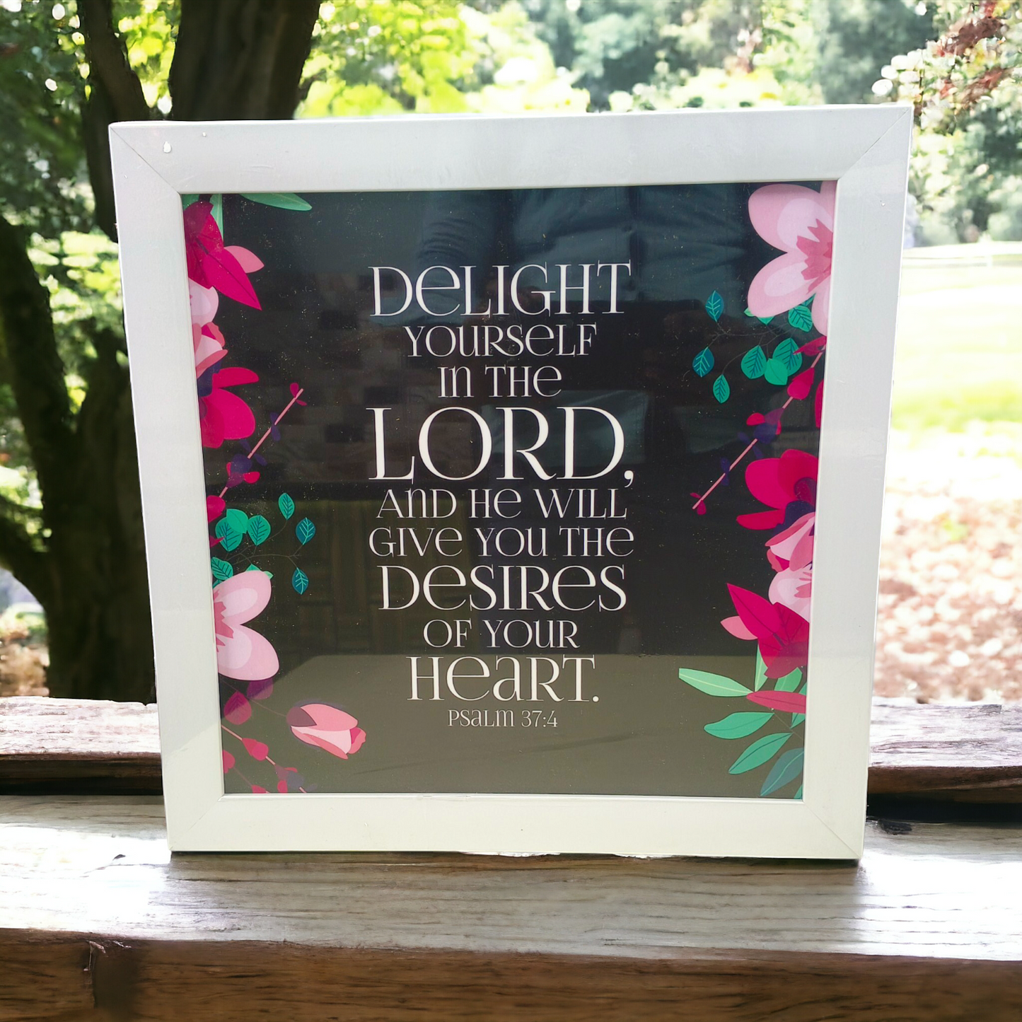 High Quality | Premium English Bible Verses Photo Frame | Hanging Frame | Best Gift For Home Decor | ( Psalm 37:4 )