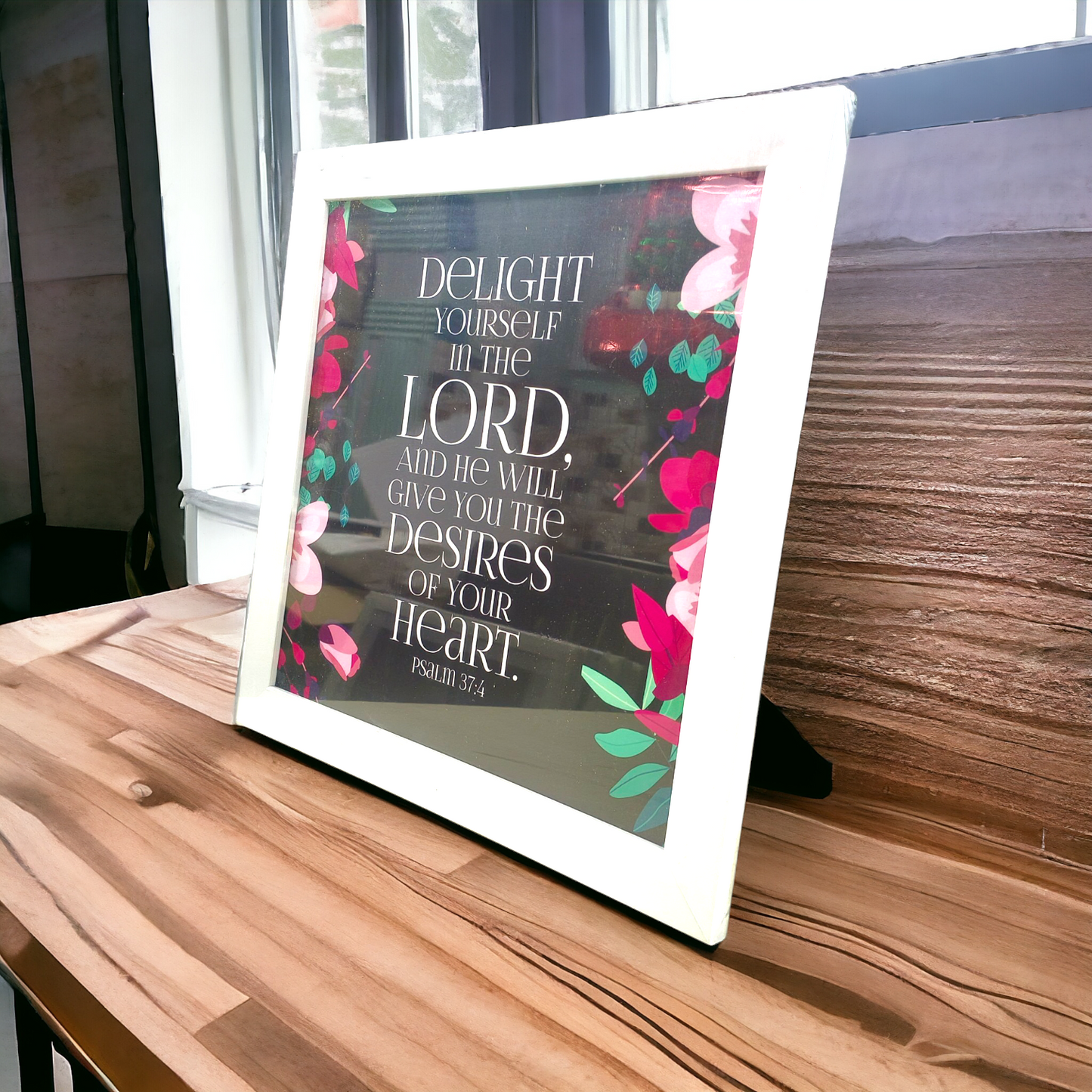 High Quality | Premium English Bible Verses Photo Frame | Hanging Frame | Best Gift For Home Decor | ( Psalm 37:4 )