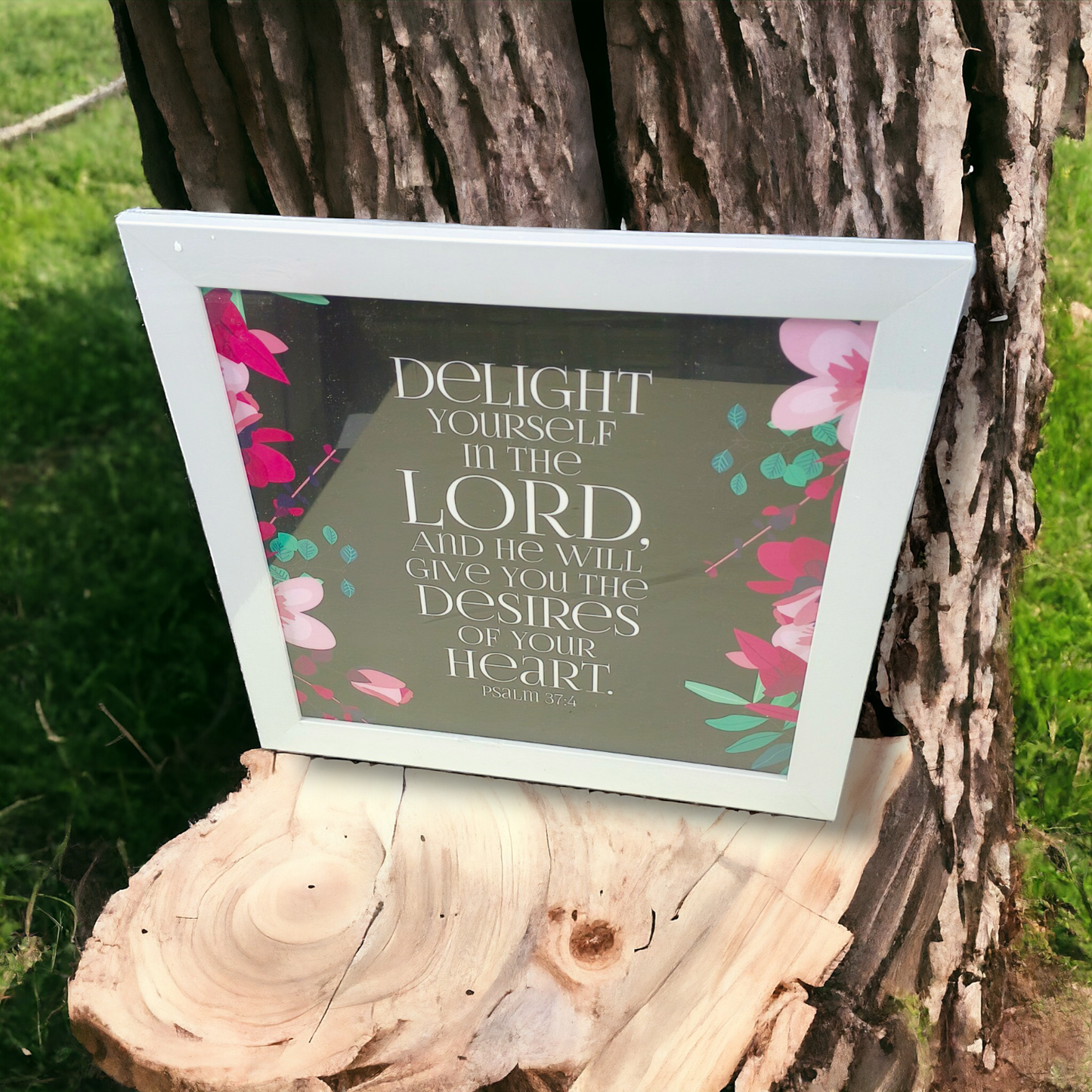 High Quality | Premium English Bible Verses Photo Frame | Hanging Frame | Best Gift For Home Decor | ( Psalm 37:4 )