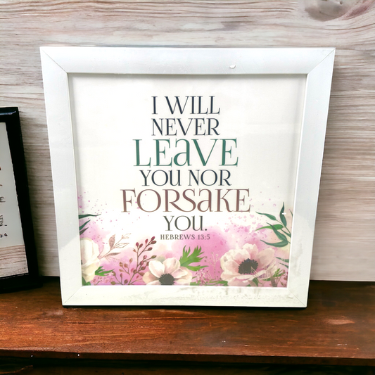 High Quality | Premium English Bible Verses Photo Frame | Hanging Frame | Best Gift For Home Decor | ( Hebrews 13:5 )