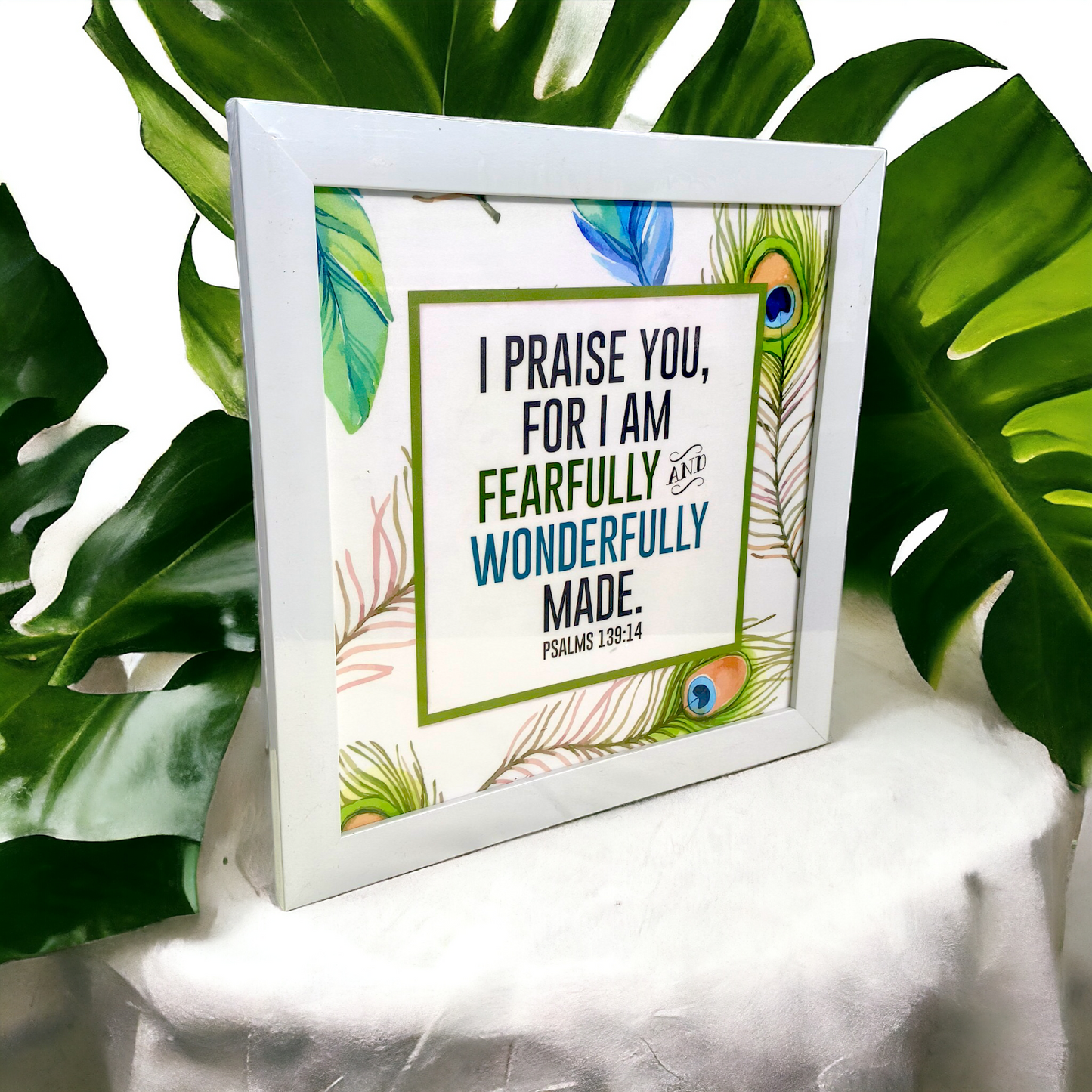 High Quality | Premium English Bible Verses Photo Frame | Hanging Frame | Best Gift For Home Decor | ( Psalms 139:14 )