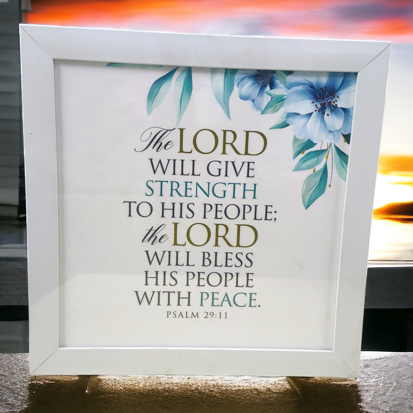 High Quality | Premium English Bible Verses Photo Frame | Hanging Frame | Best Gift For Home Decor |( Psalms 29:11 )