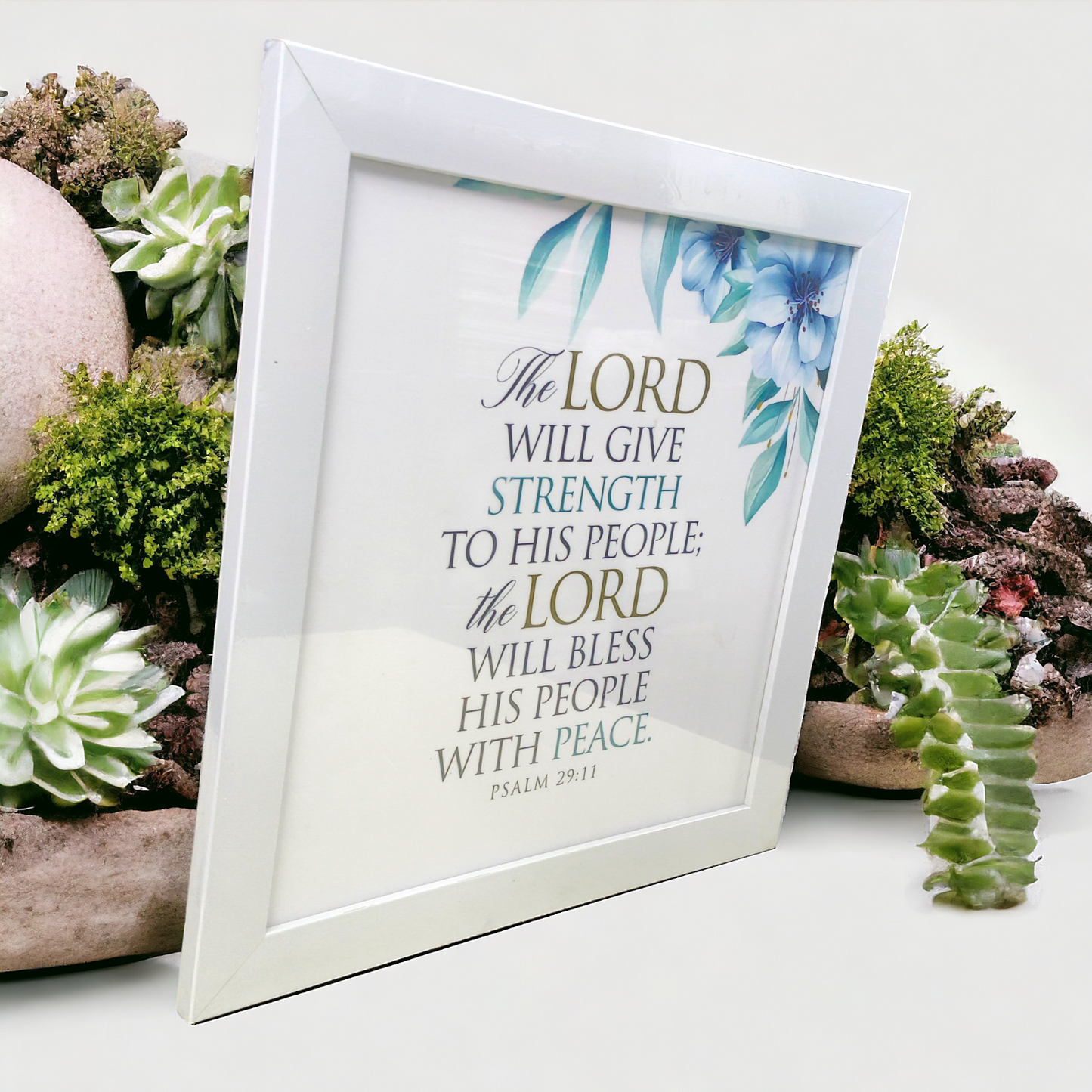 High Quality | Premium English Bible Verses Photo Frame | Hanging Frame | Best Gift For Home Decor |( Psalms 29:11 )