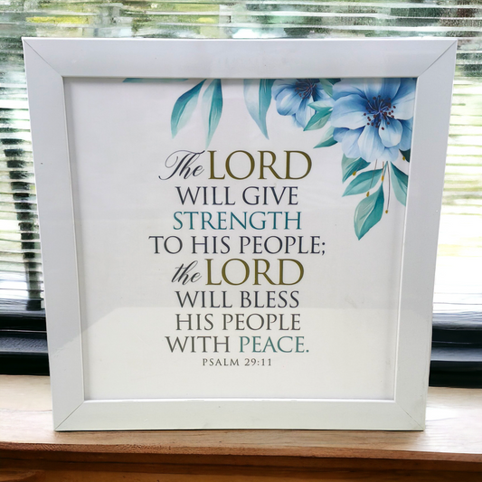 High Quality | Premium English Bible Verses Photo Frame | Hanging Frame | Best Gift For Home Decor |( Psalms 29:11 )