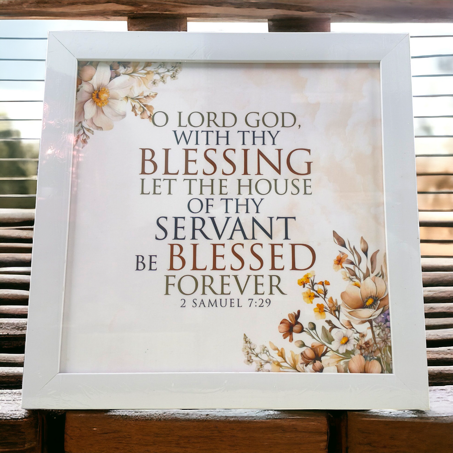 High Quality | Premium English Bible Verses Photo Frame | Hanging Frame | Best Gift For Home Decor | Size : 14 inch By 14 inch | ( 2 Samuel 7:29 )