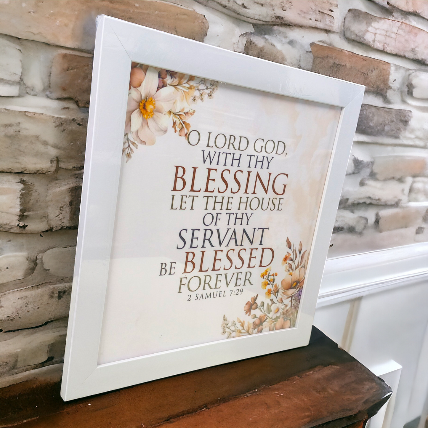 High Quality | Premium English Bible Verses Photo Frame | Hanging Frame | Best Gift For Home Decor | Size : 14 inch By 14 inch | ( 2 Samuel 7:29 )