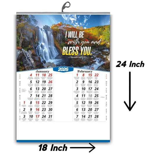 2026 Nature Wall Calendar in English | Positive Promise Quotes | Flowers Birds Artwork | Premium Glossy Art Paper