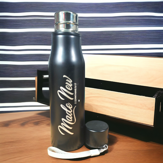 Premier Stainless Steel | Bible Verses Printed ( Made New Cori 5:17 ) Water Bottle | 750 ml| Premier Kitchen | Pure Stel