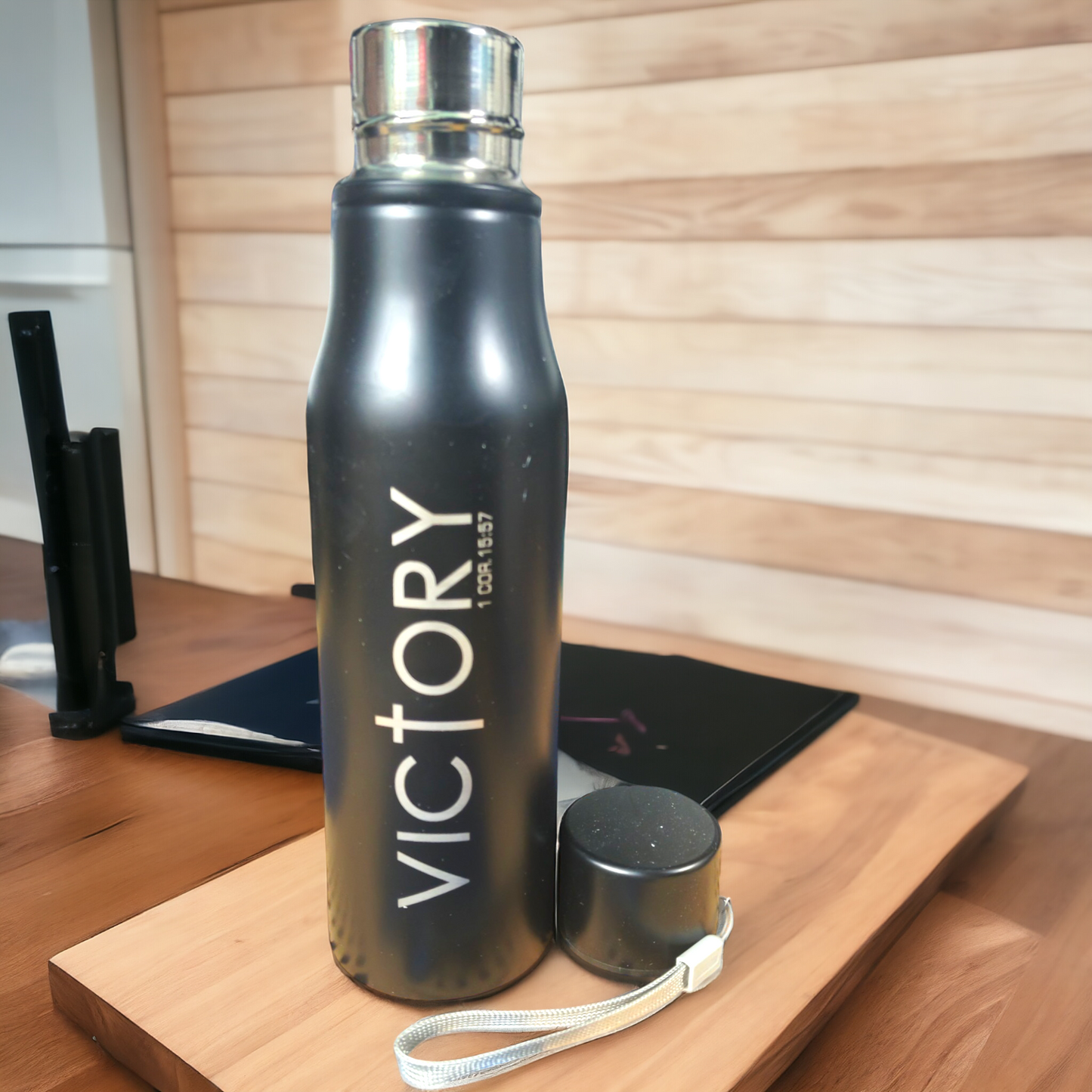 Premier Stainless Steel | Bible Verses Printed ( Victory 1 Cor : 15 : 57 ) Water Bottle | 750 ml| Premier Kitchen | Pure Stel