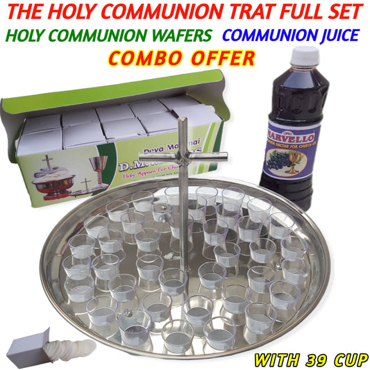Holy Communion Tray Full Set With Communion Cup Communion Wafers Communion Juice