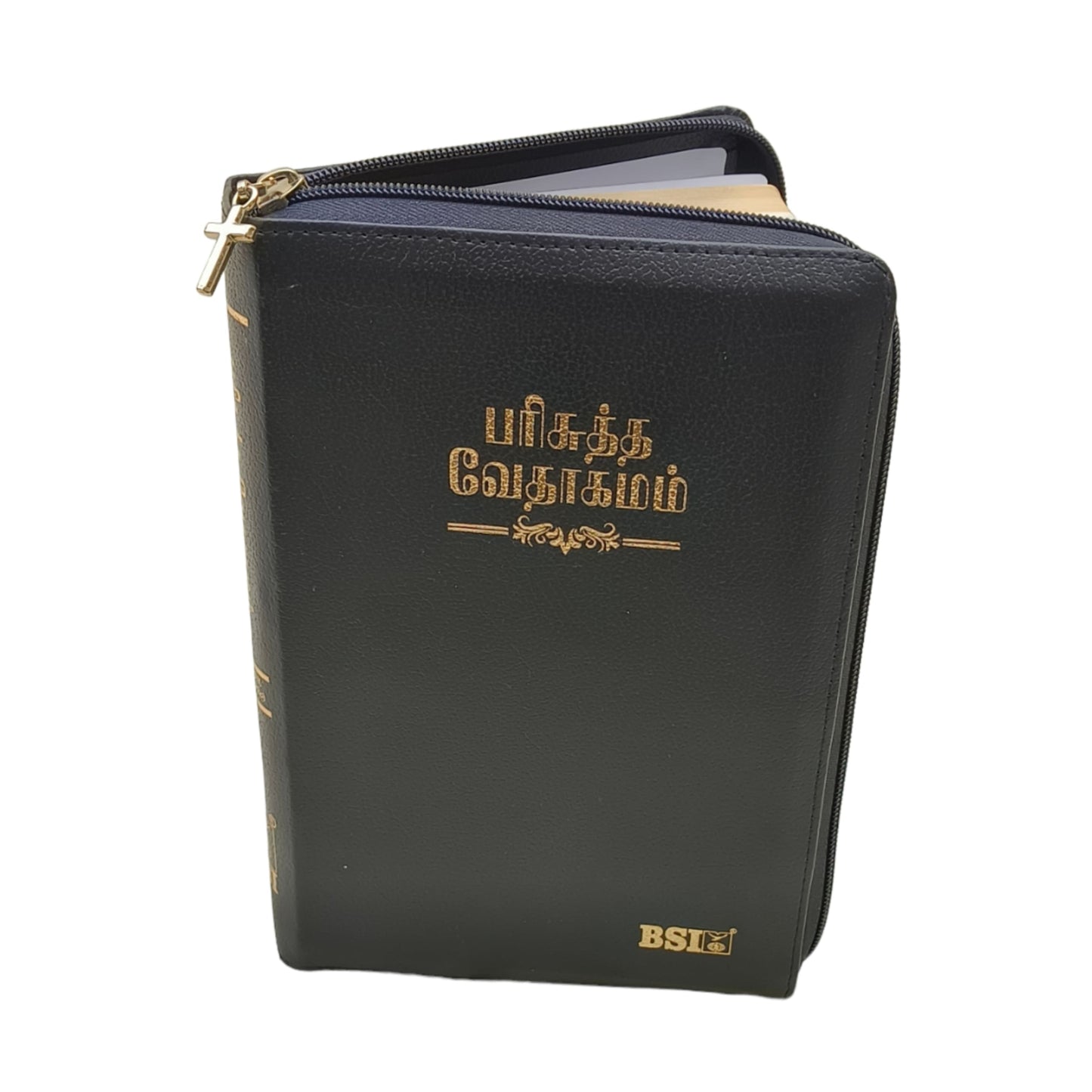 Tamil Bible Black leather Cover With Index And Cross Zip